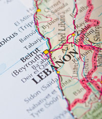 Map showing Lebanon