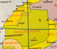 Map showing Mauritania