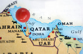 Map showing Qatar