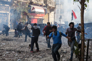 Fleeing protesters, Egypt