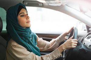 Arab woman in car