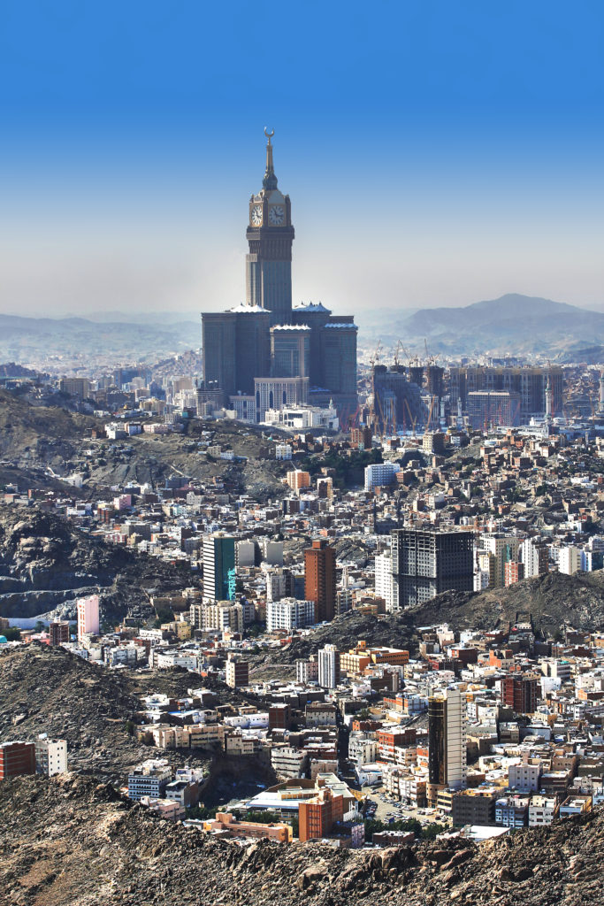 Aerial view of skyline of Mecca