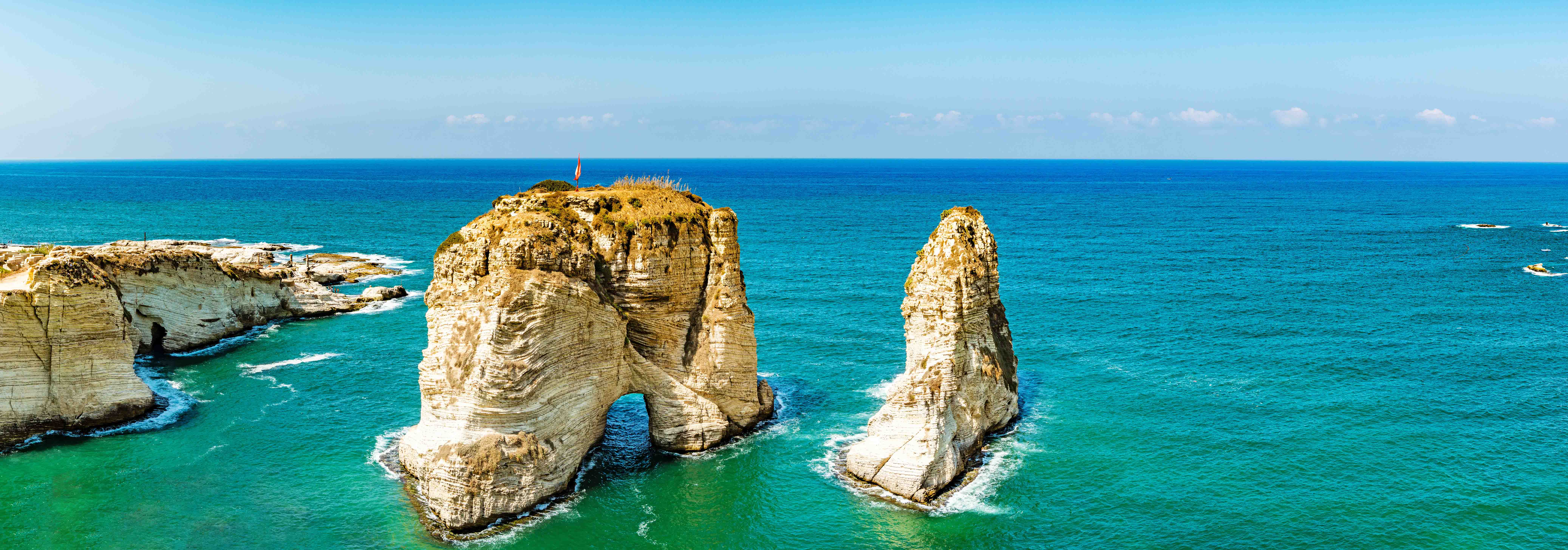 Pigeon Rocks in Raouche, Beirut, Lebanon.