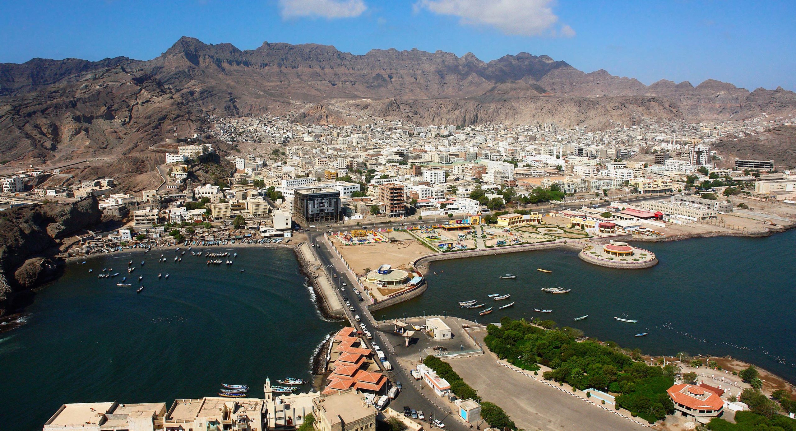 Aerial view of the city of Aden in Yemen